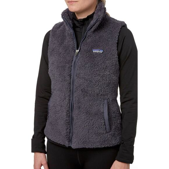 Patagonia Los Gatos Vest Sz M Gray Smolder Blue Fleece Full Zip Pockets - Picture 2 of 7